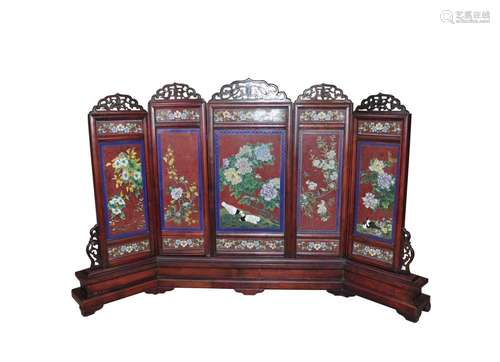 A Cloisonne Enamel Table Screen