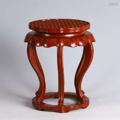 A Carved Cinnabar Lacquer Garden Stool