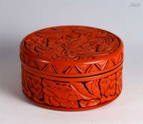 A Carved Cinnabar Lacquer Circular Box