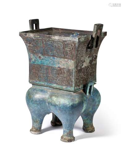 A very rare archaic bronze ritual food steamer, fangyan