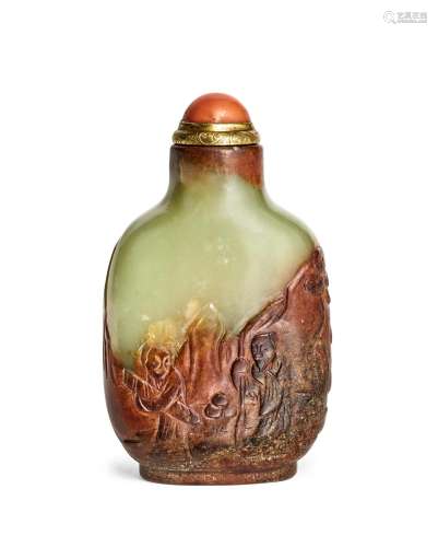 A carved russet jade snuff bottle
