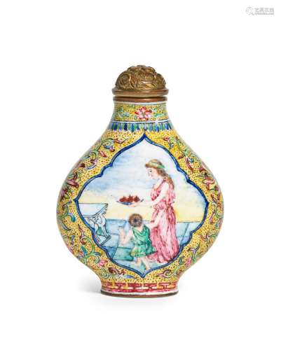 A painted enamel 'European subject' snuff bottle