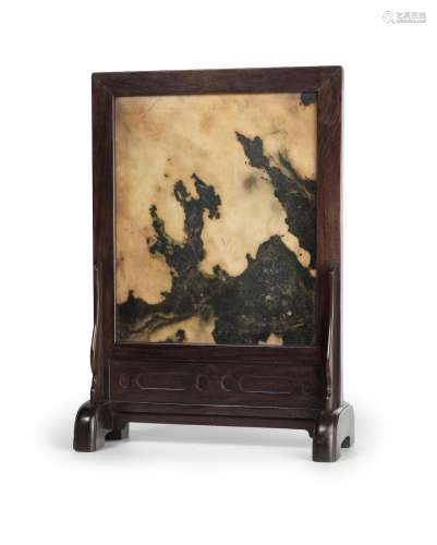 A huanghuali 'dreamstone' framed table screen
