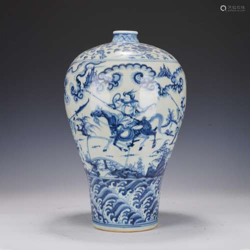 A Blue and White Figures Story Vase