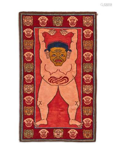 A WOOL TANTRIC RUG OF A FEMALE FIGURE