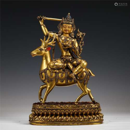 A Tibetan Bronze-gilt Bodhisattva