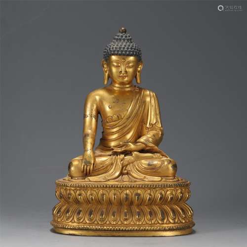 A Gilt-bronze Seated Shakyamuni