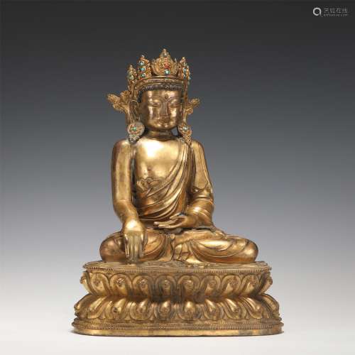 A Tibetan Figure of Crowned Buddha