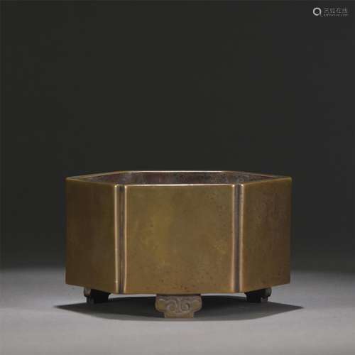 A Bronze Hexagonal Censer