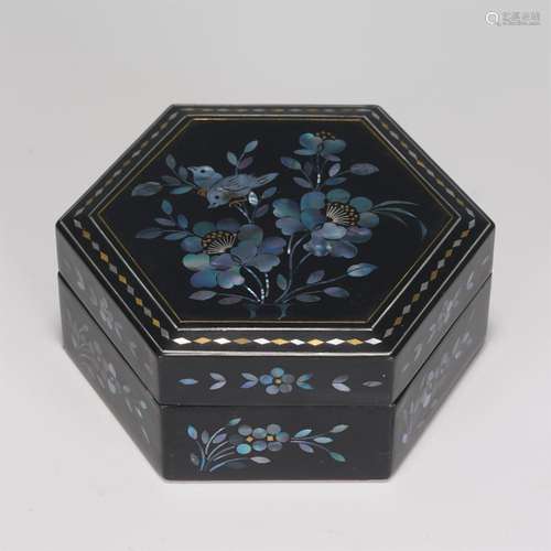 A Mother-of-pearl Inlaid Lacquer Box and Cover