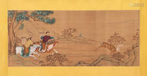 A Chinese Painting Hand-scroll of Hunting Scene