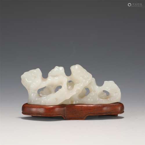 A Carved White Jade Scholar Rock