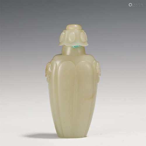 A Carved White Jade Vase