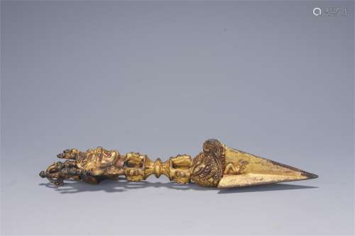 A Rectangular Gilt Bronze Dragon Pendant