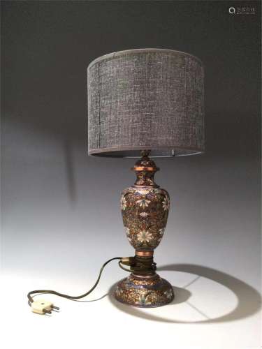 A Golden Ground Cloisonne Enamel Table Lamp