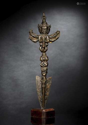 A RARE AND LARGE RITUAL DAGGER 'PHUR-BA'