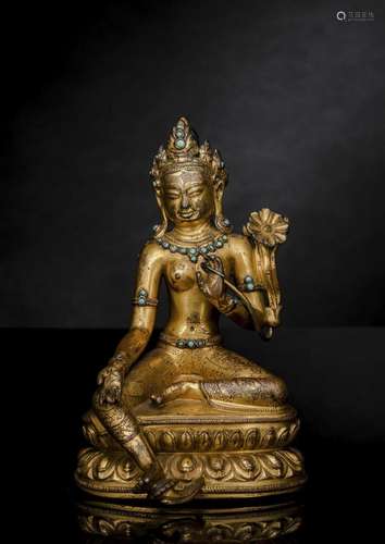 A FINE AND RARE GILT-COPPER FIGURE OF SYAMATARA