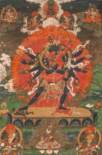 A THANGKA DEPICTING CAKRASAMVARA