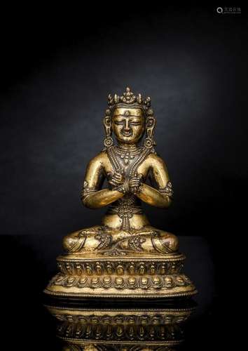 A GILT-BRONZE FIGURE OF VAJRADHARA