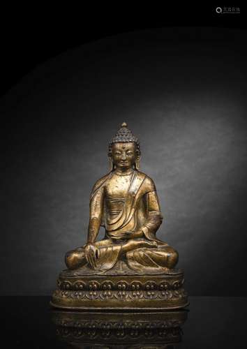 A GILT-BRONZE FIGURE OF BUDDHA SHAKYAMUNI