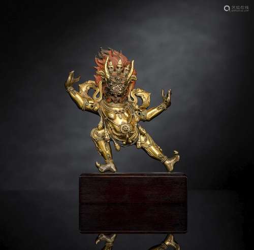 A FINE GILT-BRONZE FIGURE OF YAMA