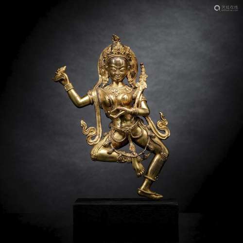 A GILT-BRONZE FIGURE OF VAJRAVARAHI