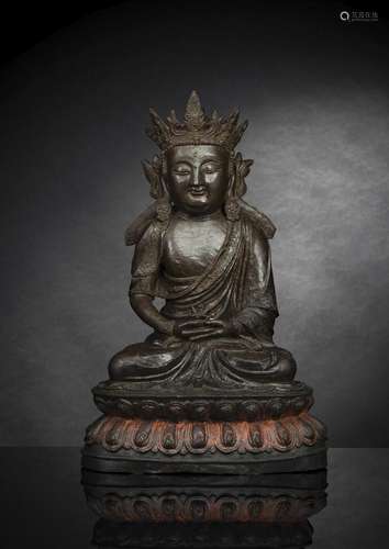 A RARE BRONZE FIGURE OF BUDDHA AMITABHA