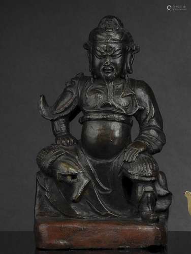 A BRONZE FIGURE OF GUANDI