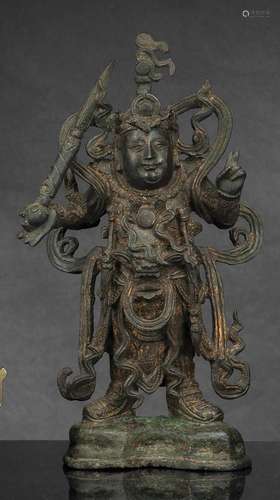 A BRONZE FIGURE OF WEITUO