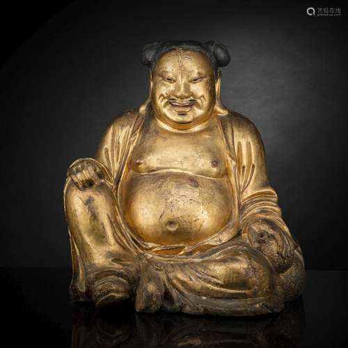 A GILT-LACQUERED WOOD FIGURE OF HVA SHANG