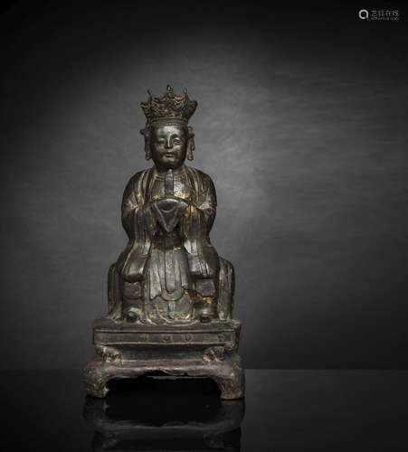 A CROWNED DAOIST FIGURE SEATED ON A THRONE HOLDING A SCEPTER