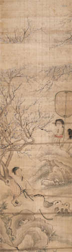 1773～1828 改琦 梅下仕女图 设色绢本 立轴