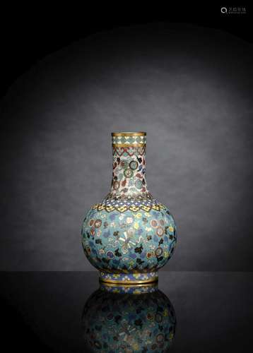 A CLOISONNÉ ENAMEL BOTTLE VASE