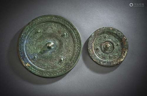 TWO BRONZE MIRRORS IN HAN STYLE