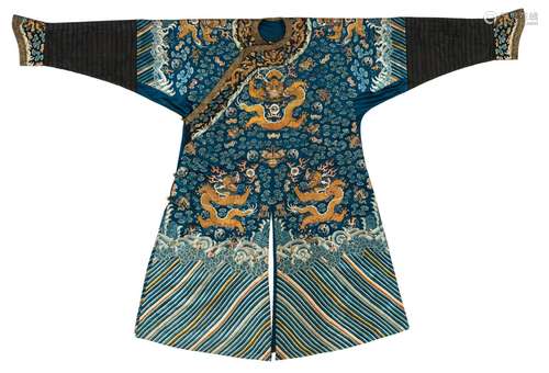 BLUE DRAGON ROBE WITH CRANE MEDALLIONS