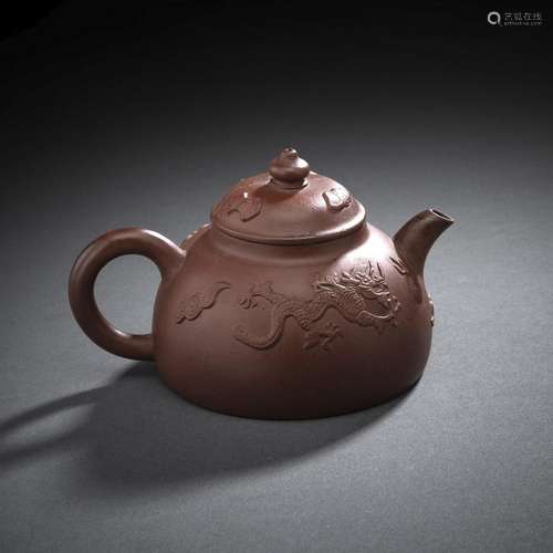 A ZISHA DRAGON RELIEF TEAPOT