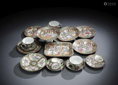 A GROUP OF 18 'FAMILLE ROSE' PORCELAIN DISHES AND ...