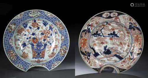 TWO IMARI BARBER'S PORCELAIN BOWLS