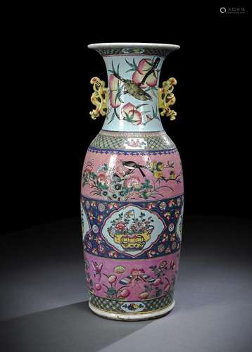 A NYONYA STRAITS 'FAMILLE ROSE' FLOOR VASE