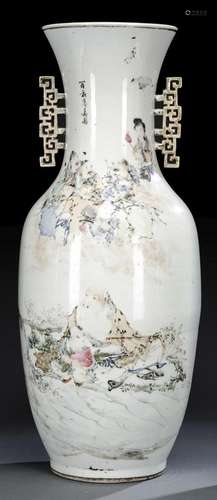 A PORCELAIN VASE WITH A POEM, THE EIGHT DAOIST IMMORTALS AND...