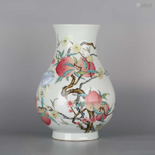 Chinese fencai vase with peach pattern, Yongzheng