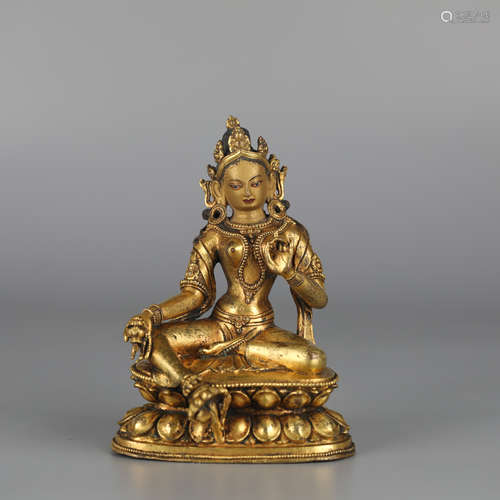 Chinese Gilt Bronze Buddha Statue,18th