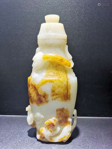 Chinese Jade Carving Panlong Bottle