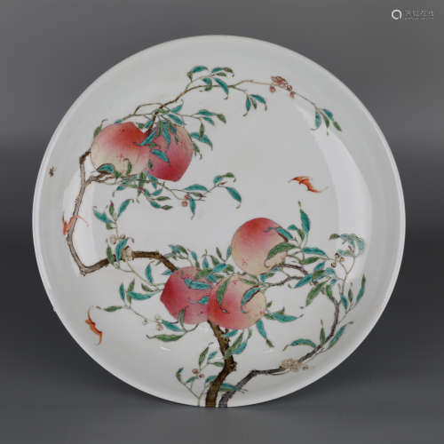 Chinese Fencai Peach Plate, 19th