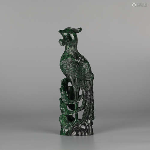 Chinese green jade Phoenix ornament