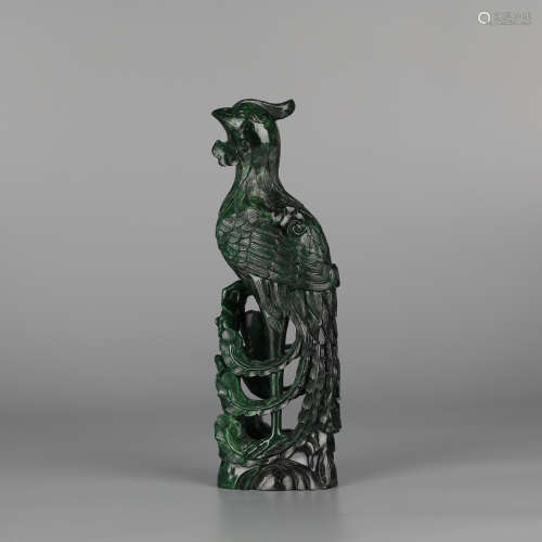 Chinese green jade Phoenix ornament