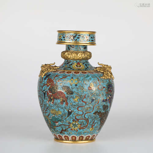 Chinese cloisonné enamel Tibetan grass vase,Ming