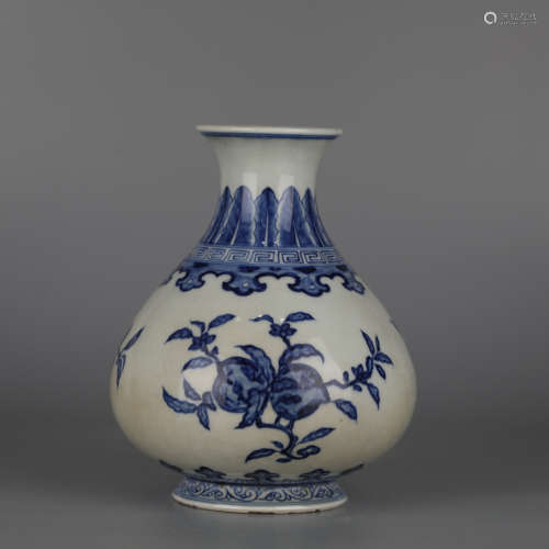 Blue and white vase with floral design, Yongzheng
