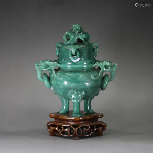 Chinese green jade incense burner