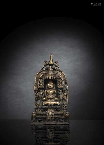 A SILVER-INLAID BRONZE JAIN ALTAR-SHRINE